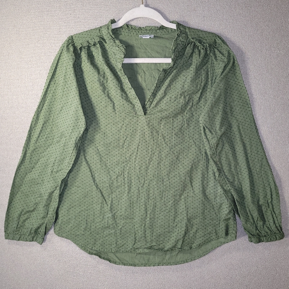 J. Crew Size Small Green V Neck Women's Tunic Top